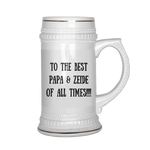 To The Best Papa & Zeide Of All Times Beer Stein Beer Mug 22 Oz - Custom Orders Did For Customers - White - Drinkware