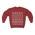 Ugly Christmas Sweatshirts - HO HO HO - Funny Xmas Unisex Crewneck Sweatshirt