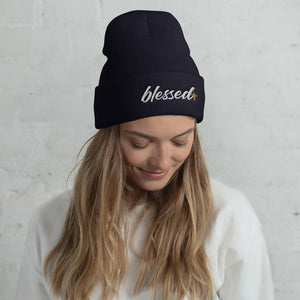 Blessed Cuffed Beanie Hats Caps - Unisex Style - Women's Men's Embroidered Christian Cap Hat