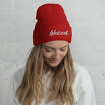Blessed Cuffed Beanie Hats Caps - Unisex Style - Women's Men's Embroidered Christian Cap Hat