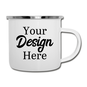 Custom Camper Mug - Personalized Coffee Mug 12oz - Enamel Coating, Rim Made of Stainless Steel - white